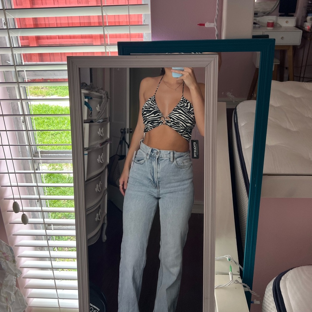 Etiquette Boutique Zebra Print Crop Top